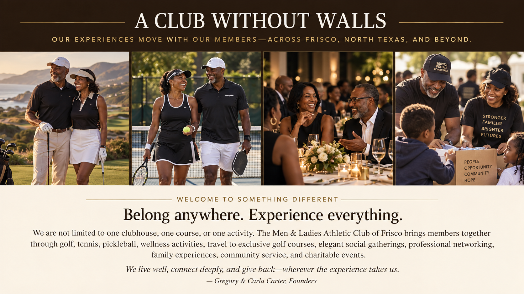 A Club Without Walls — golf, racquet sports, elegant gatherings and community service